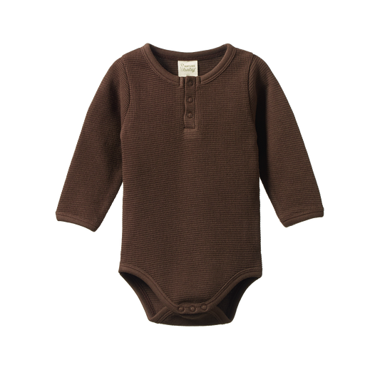 Waffle Henley Long Sleeve Bodysuit