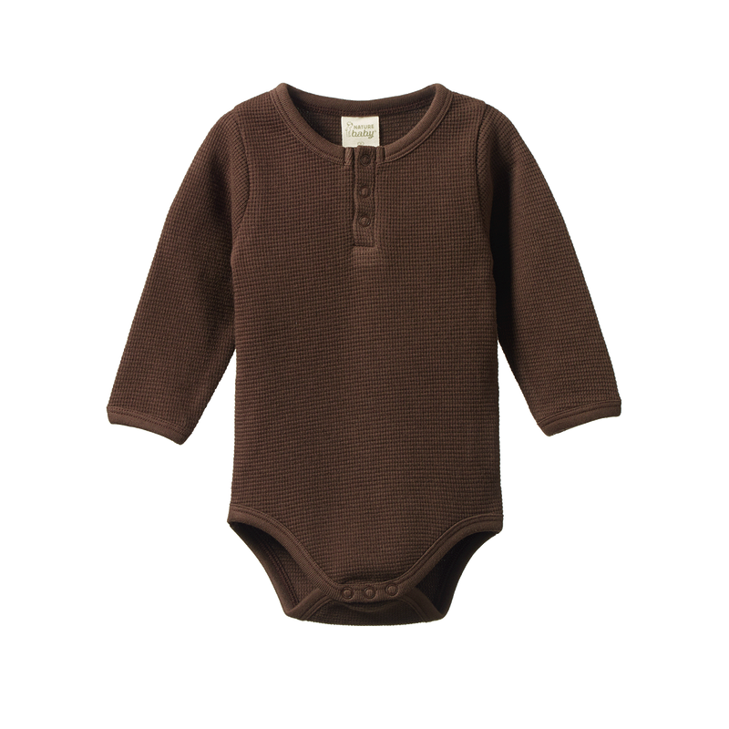 Waffle Henley Long Sleeve Bodysuit