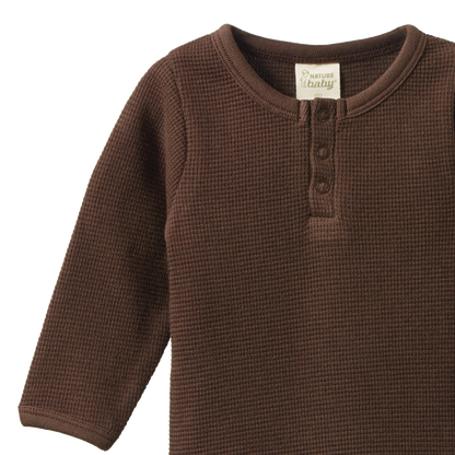 Waffle Henley Long Sleeve Bodysuit